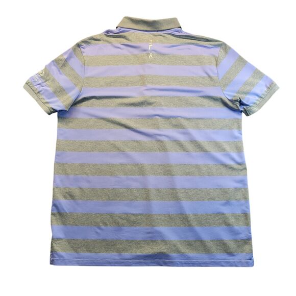 RLX Ralph Lauren Mens Polo XL Purple Gray Striped Golf Shirt BROADMOOR Logo - Picture 4 of 10